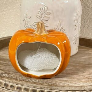 Pumpkin With White Scrubby Holder